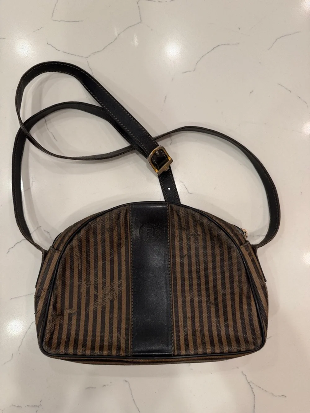 Vintage Fendi Brown and Black Striped Messenger Crossbody - Picture 14 of 14